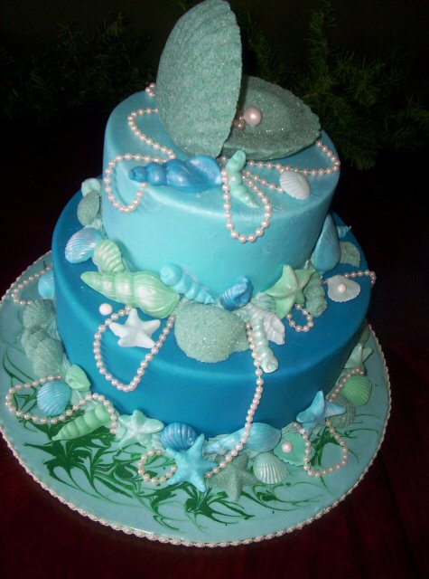 Adult Birthday Cake - Pearls & Sea Shells