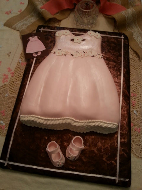 Pink Baby Shower Dress and Booties Cake
